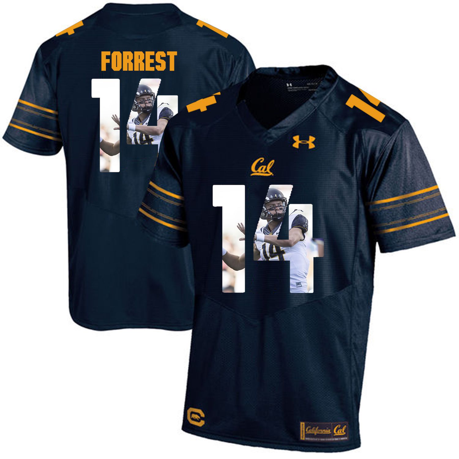 Men California Golden Bears #14 Chase Forrest Dark blue Customized NCAA Jerseys1